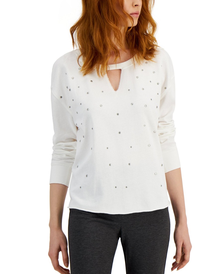 Women'S JPR Studio | Studded Keyhole Cotton Top Off White