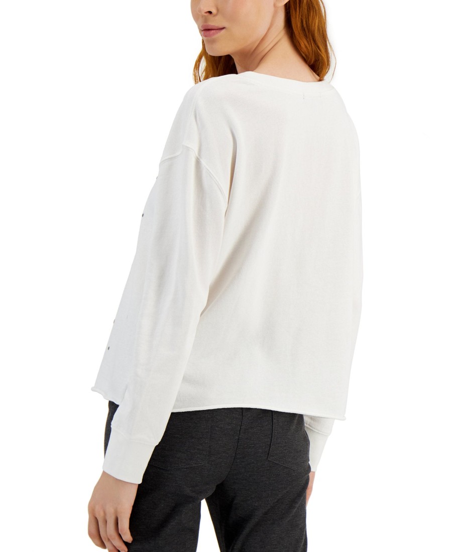 Women'S JPR Studio | Studded Keyhole Cotton Top Off White