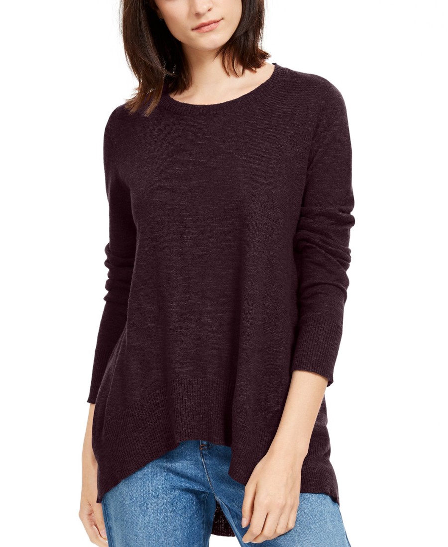 Women'S Eileen Fisher | High-Low Organic Sweater Dark Polar