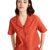 Women'S Alfani | Solid Button-Down Notched-Collar Cropped Shirt Cedar Chest