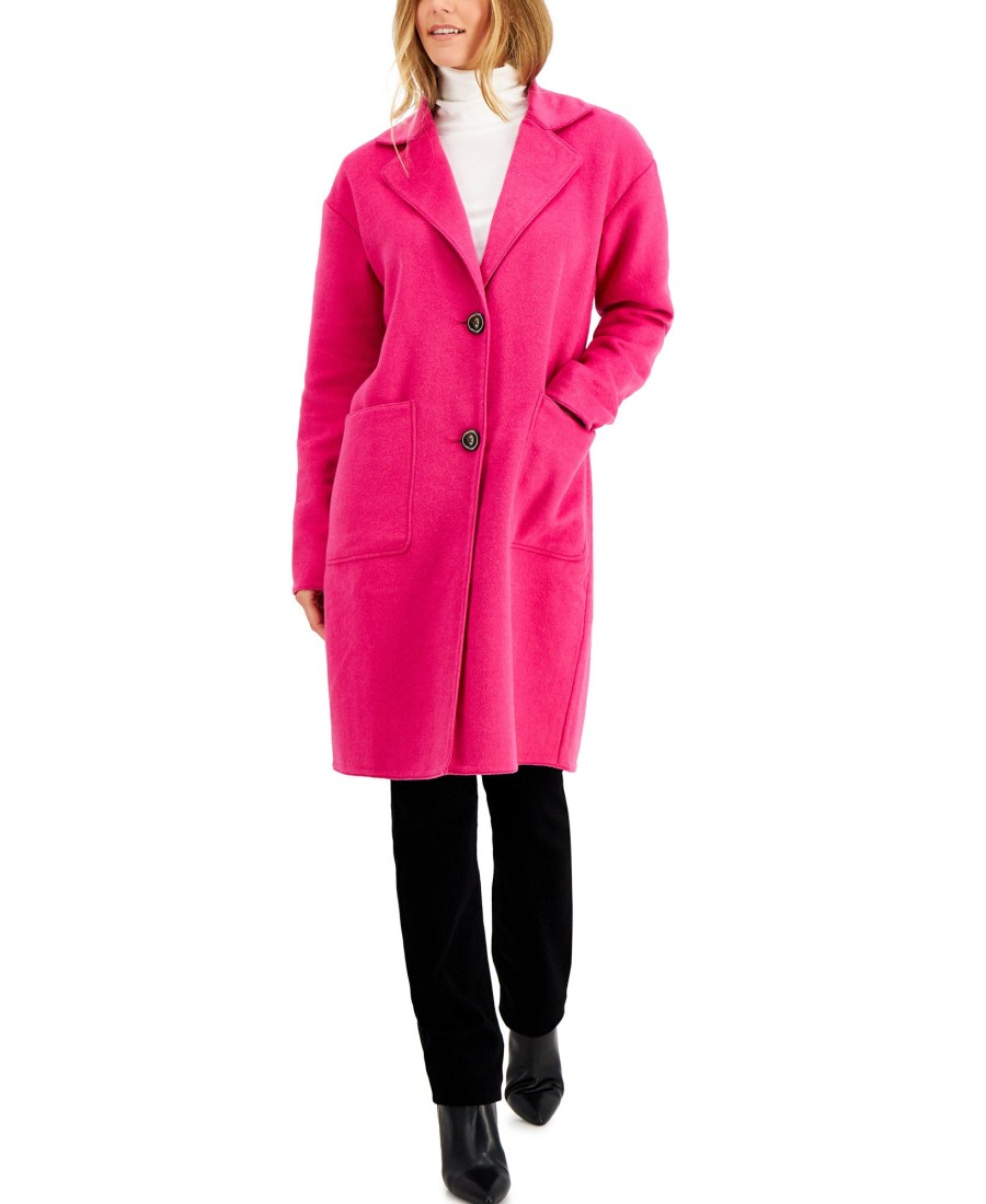 Women'S Charter Club | Notch-Collar Coat Pink Tutu