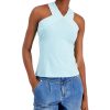 Women'S INC International Concepts | Cotton Ribbed-Trim V-Neck Top Pastel Cloud