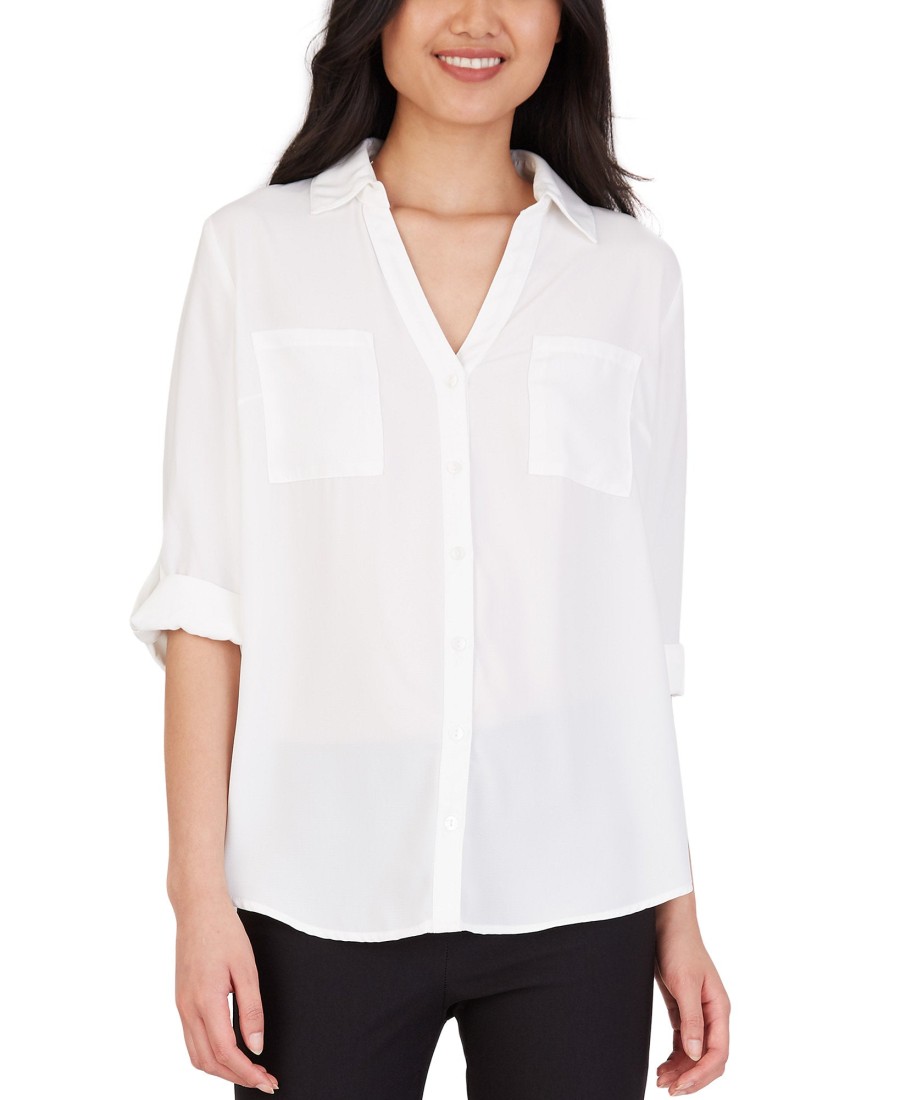 Juniors' BCX | Juniors' Collared Shirt Off-White