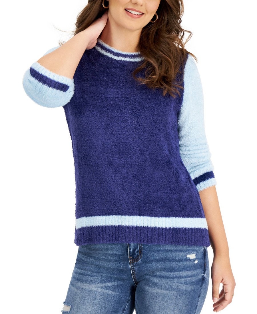 Women'S Style & Co | Colorblocked Sweater Sky Dream