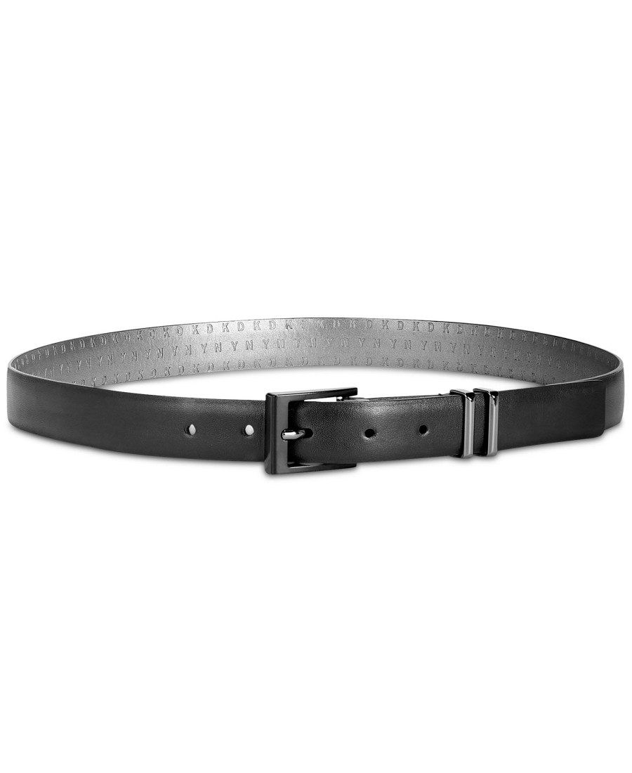 Accessories DKNY | Double-Keeper Leather Belt Black/Silver