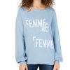 Women'S INC International Concepts | Cutout-Neck Graphic Sweatshirt Blue Seashell