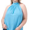 Women'S 1.STATE | Plus Tie-Neck Top Paradise Blue