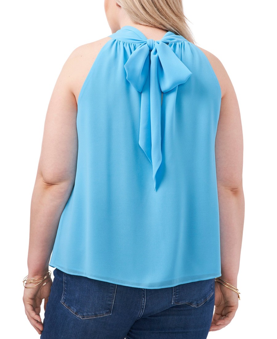 Women'S 1.STATE | Plus Tie-Neck Top Paradise Blue