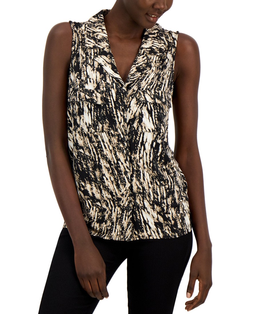 Women'S Alfani | Abstract Print Sleeveless Top Trailing Striation