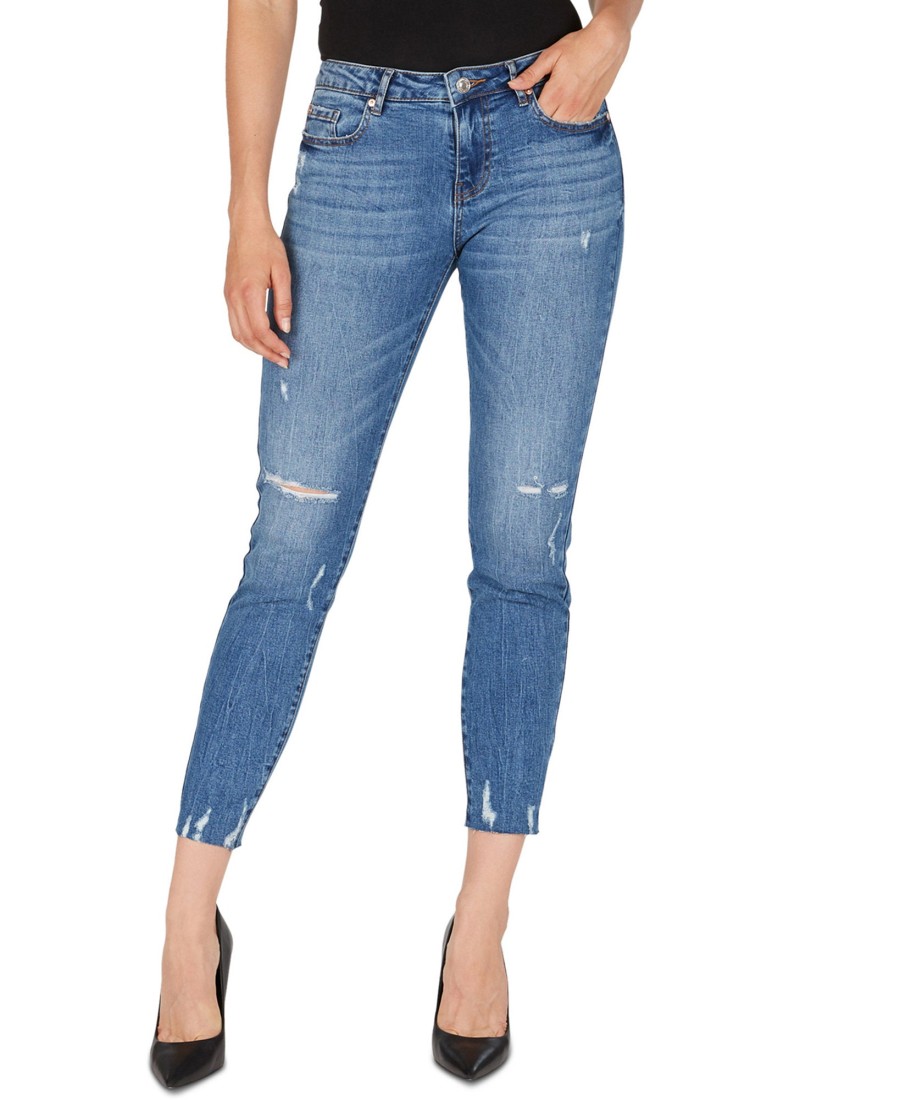 Women'S Numero | Mid-Rise Distressed Ankle Skinny Jeans True Blue