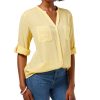 Women'S Charter Club | Petite Split-Neck Utility Shirt Lemon Spritz