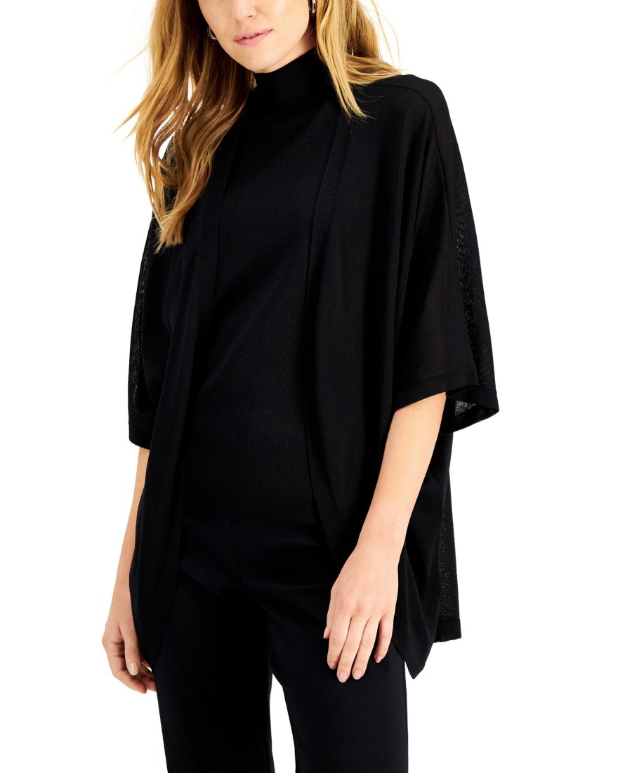 Juniors' Alfani | Open-Front Cape Cardigan Deep Black