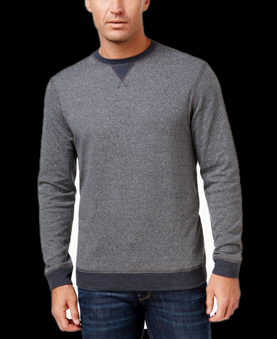 Men Tasso Elba | Colorblocked Stripe Sweatshirt Onyx Heather