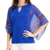 Women'S JM Collection | Petite Mixed-Print Top Intrepid Blue Combo