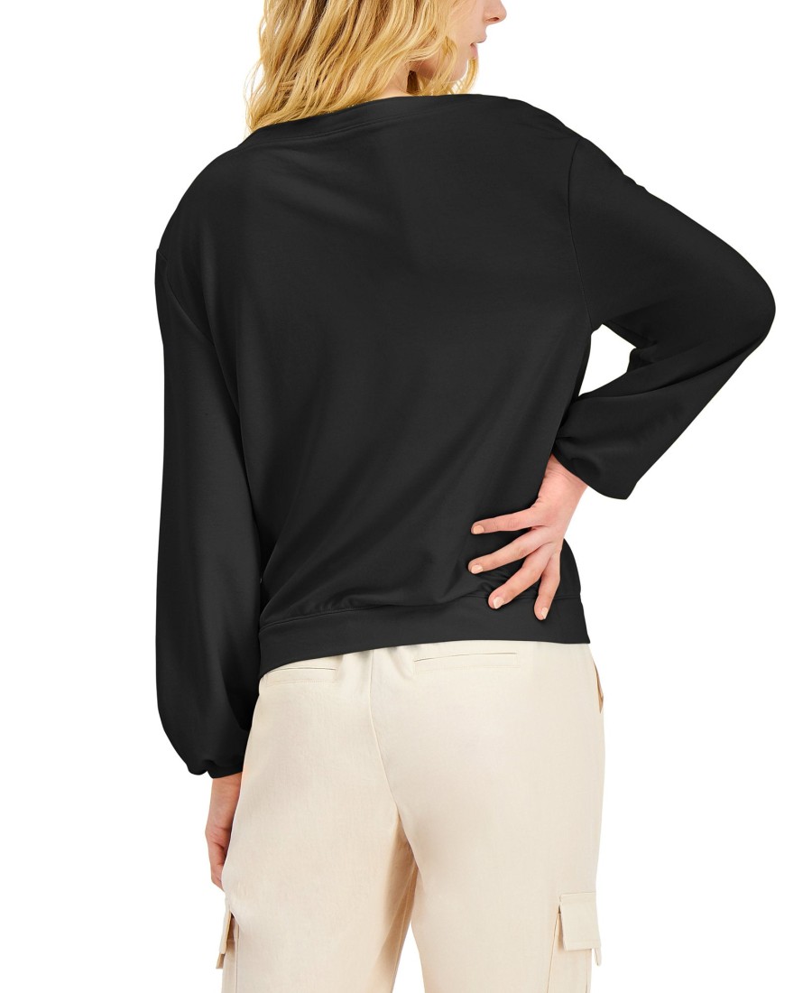 Women'S INC International Concepts | Earth Drop-Shoulder Sweatshirt Deep Black