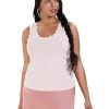 Women'S Rebellious One | Plus Trendy Lace-Trim Cotton Tank Top Pink