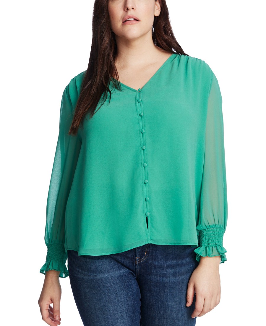 Women'S 1.STATE | Plus Trendy Sheer Long-Sleeve Top Fresh Grass