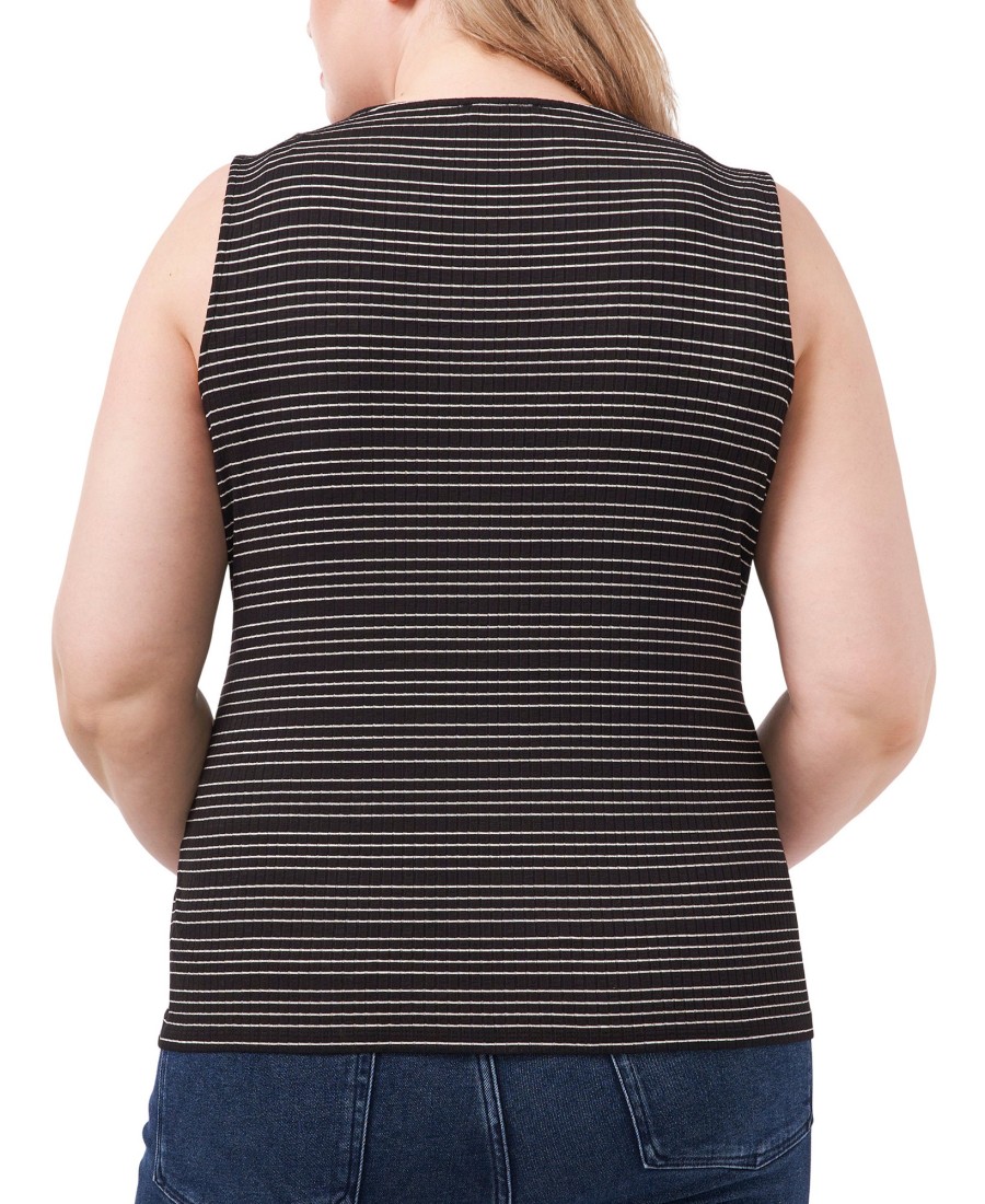 Women'S 1.STATE | Plus Stripe-Print Cutout Tank Top Rich Black