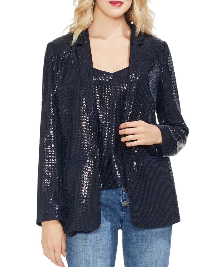 Women'S Vince Camuto | Open-Front Sequin Blazer Classic Navy