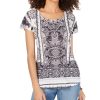 Women'S Style & Co | Printed Scoop-Neck T-Shirt Crystal Black