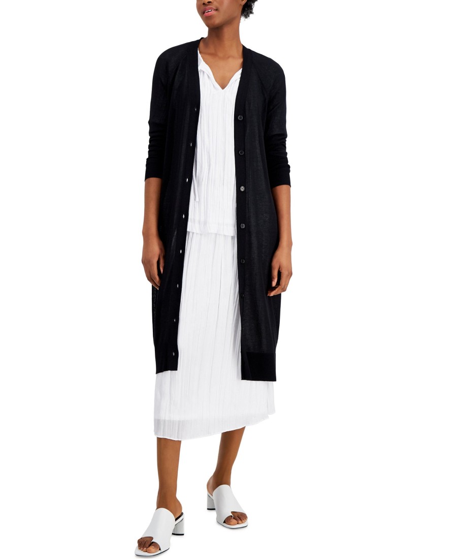 Women'S Alfani | Button-Front Spring Cardigan Deep Black