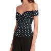 Women'S BCBGMAXAZRIA | Sweetheart Off-The-Shoulder Mesh Dot Blouse Black Combo