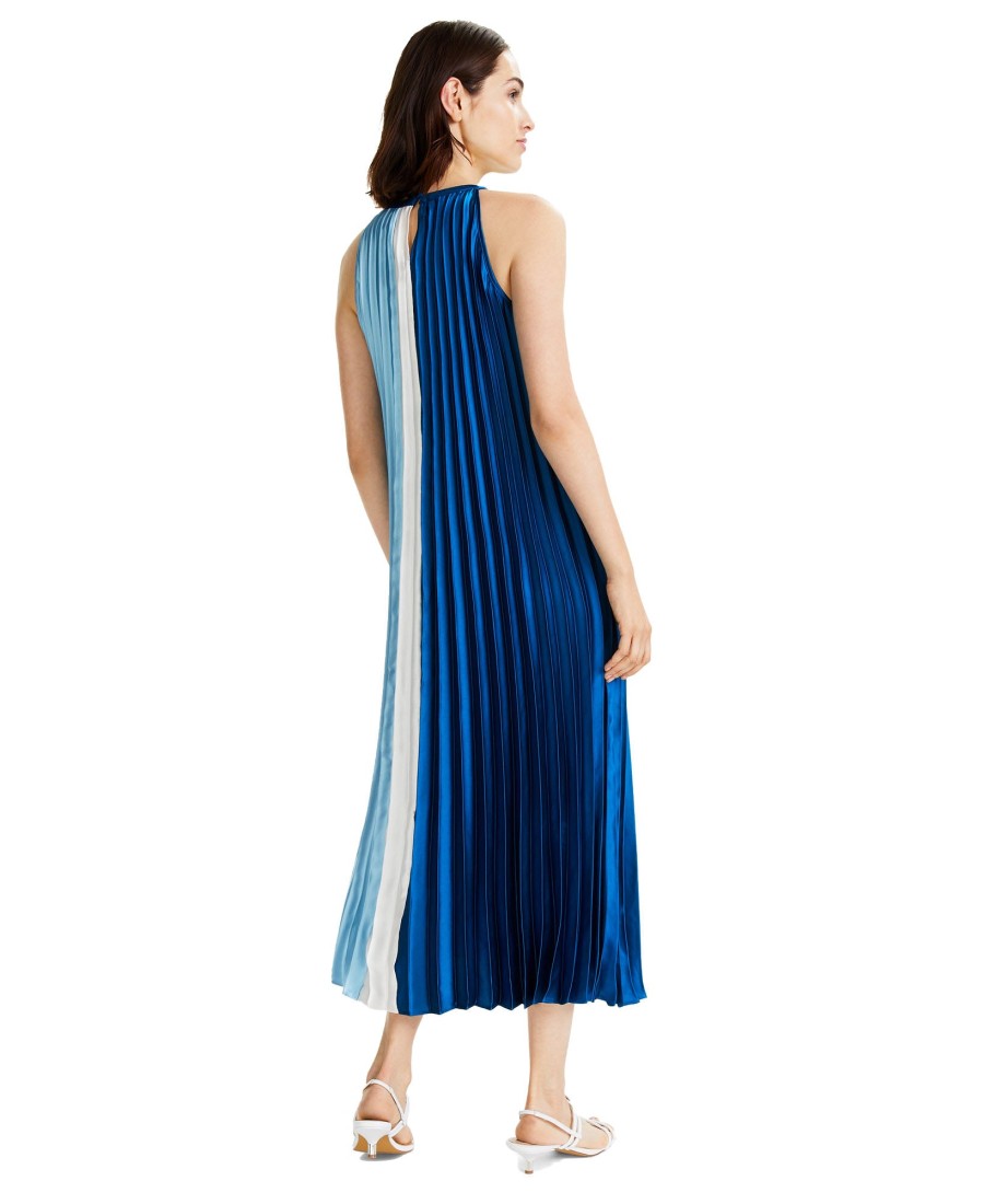 Juniors' Alfani | Colorblocked Pleated Midi Dress Baroque Blue