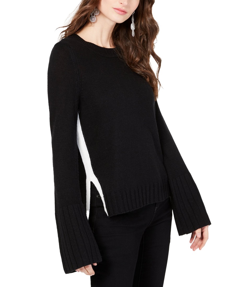 Women'S INC International Concepts | Rib Cuff Pullover Sweater Deep Black