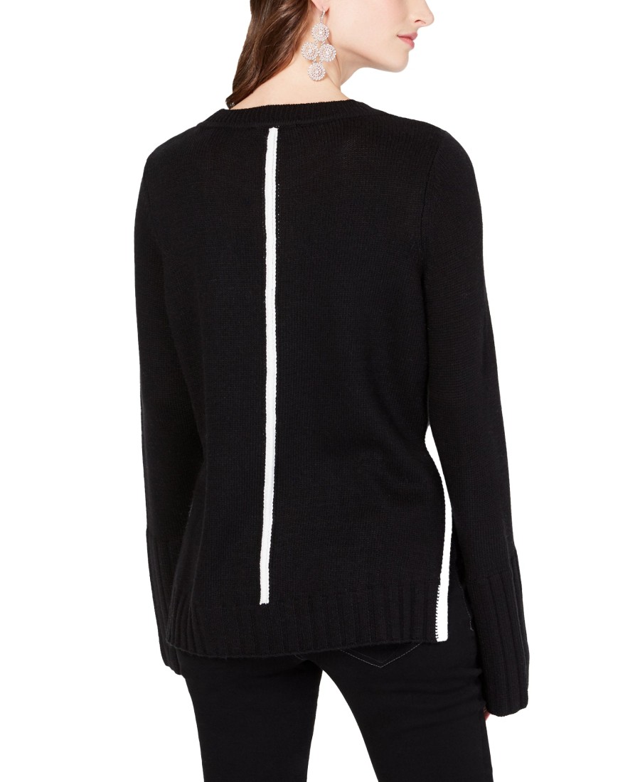 Women'S INC International Concepts | Rib Cuff Pullover Sweater Deep Black