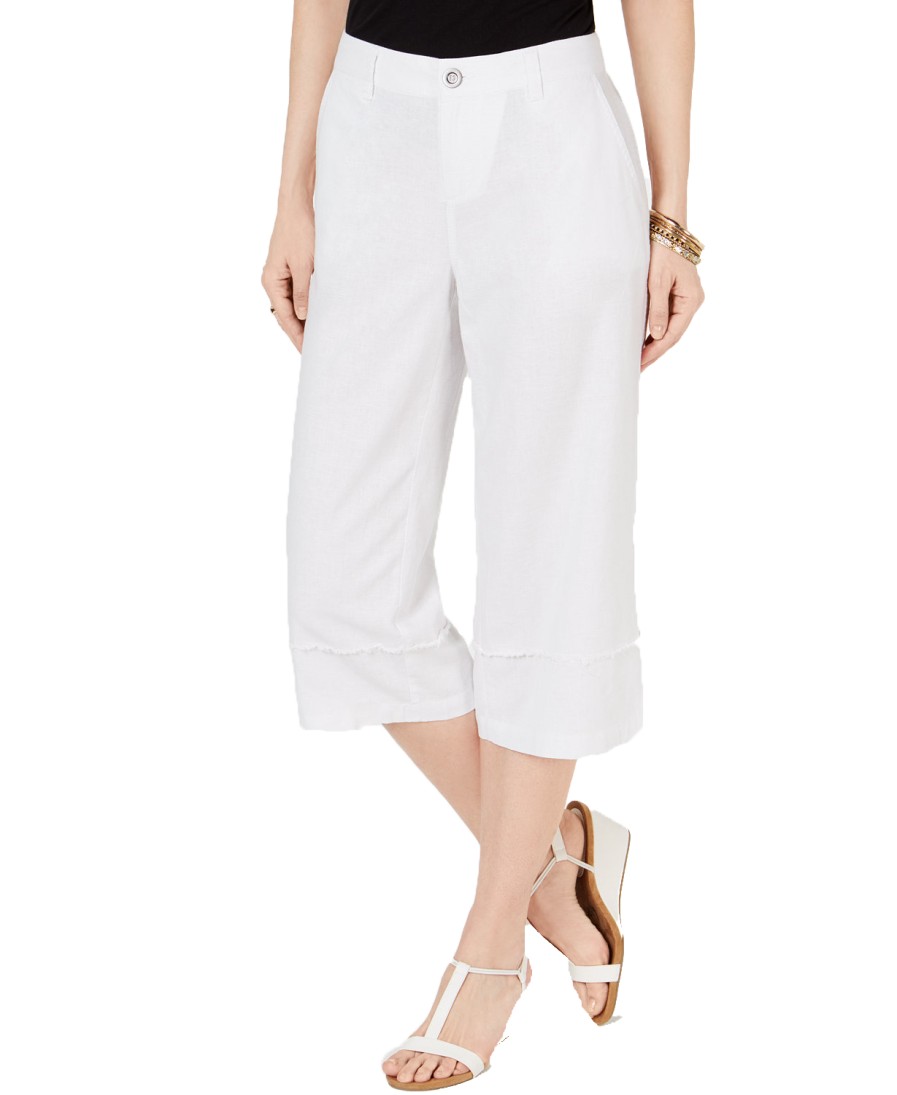 Women'S Style & Co | Frayed Wide-Leg Capri Pants