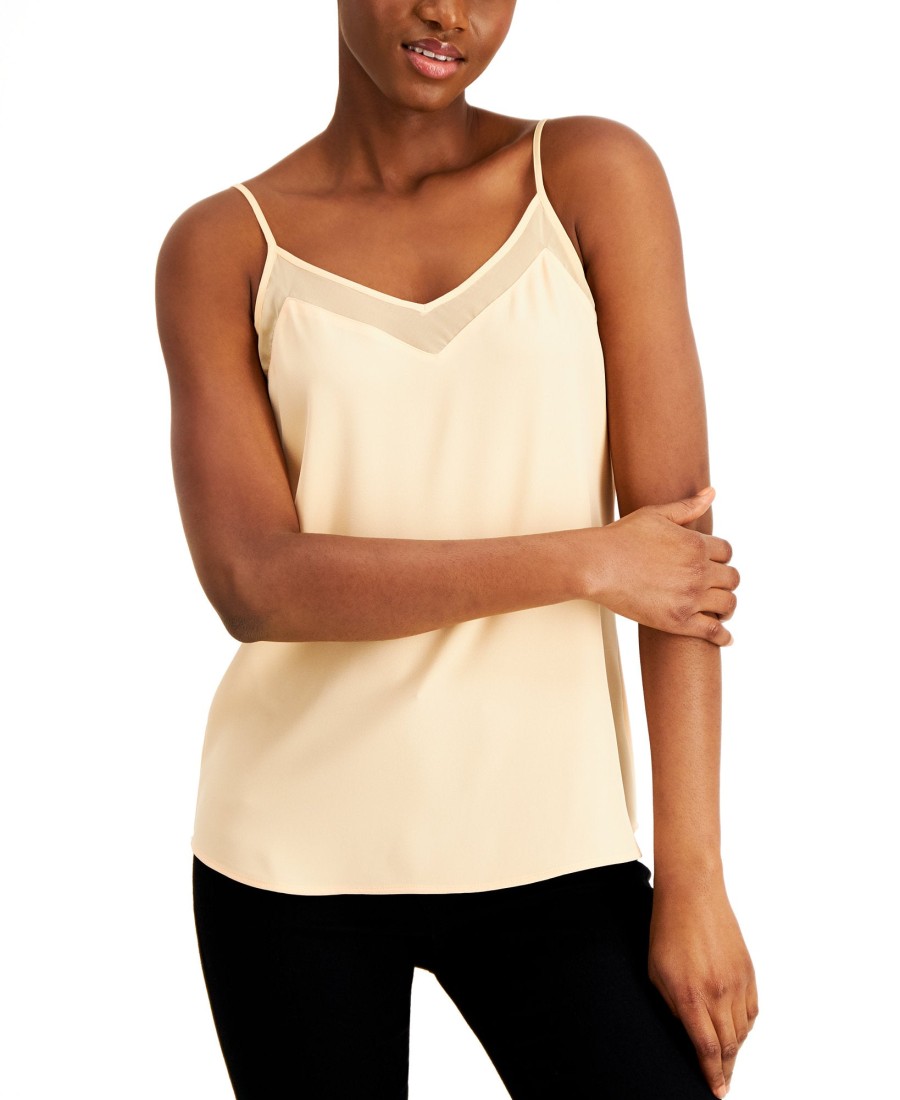 Women'S Calvin Klein | X-Fit Slim-Fit Sheer-Trim Camisole Papaya