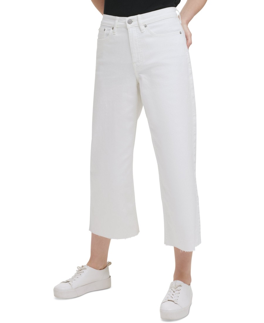 Women'S Calvin Klein Jeans | Cropped Wide-Leg Pants White