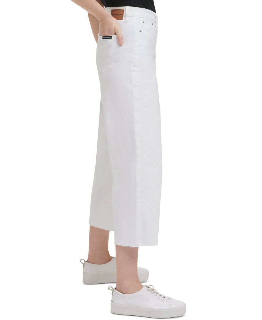 Women'S Calvin Klein Jeans | Cropped Wide-Leg Pants White