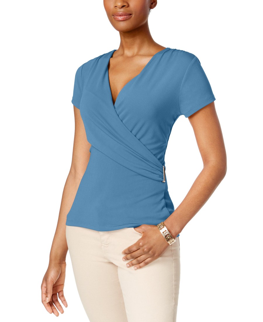 Women'S Charter Club | Embellished Faux-Wrap Top Cloud