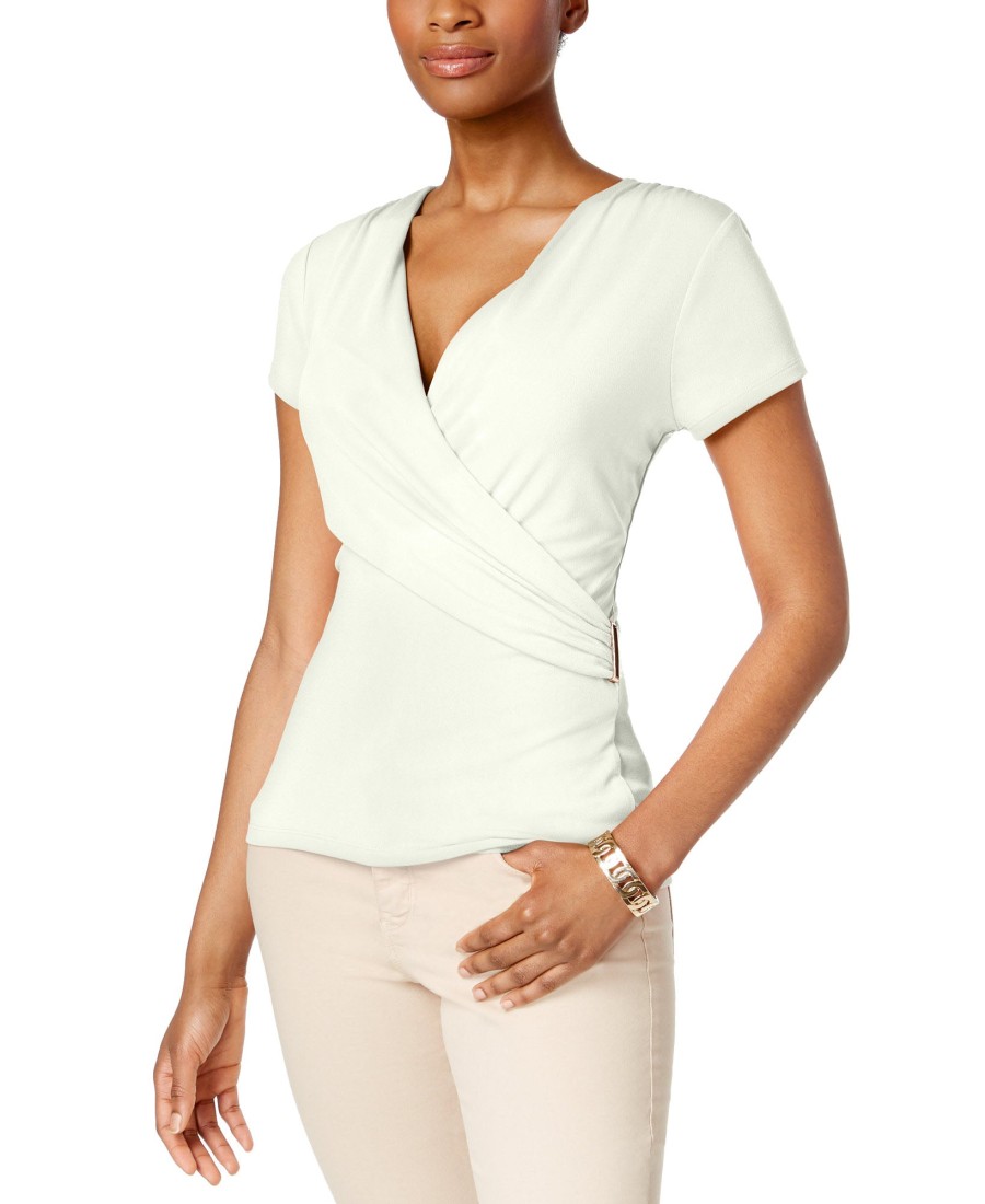 Women'S Charter Club | Embellished Faux-Wrap Top Cloud