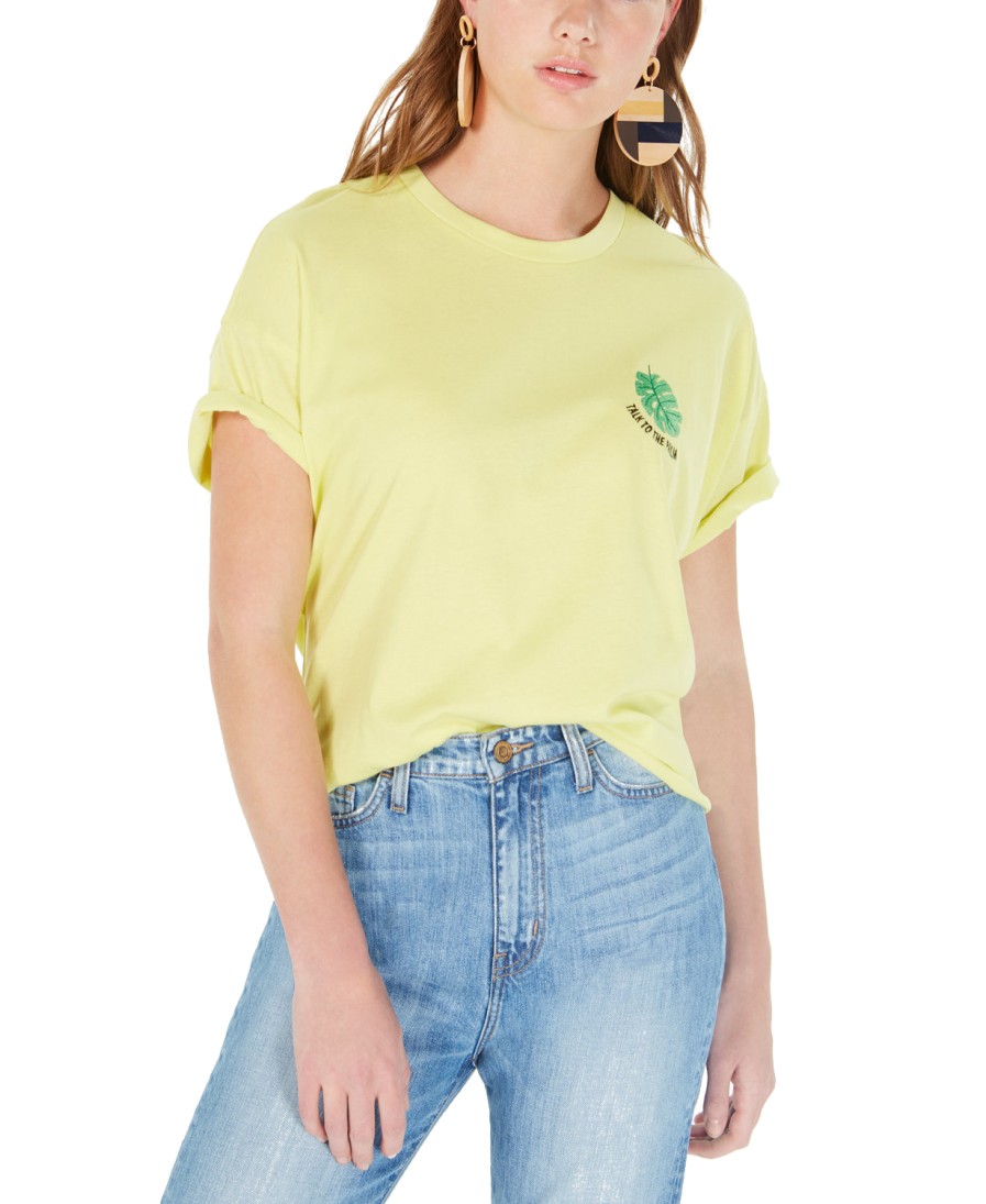 Juniors' Rebellious One | Juniors' Talk To The Palm Graphic T-Shirt Lime Light