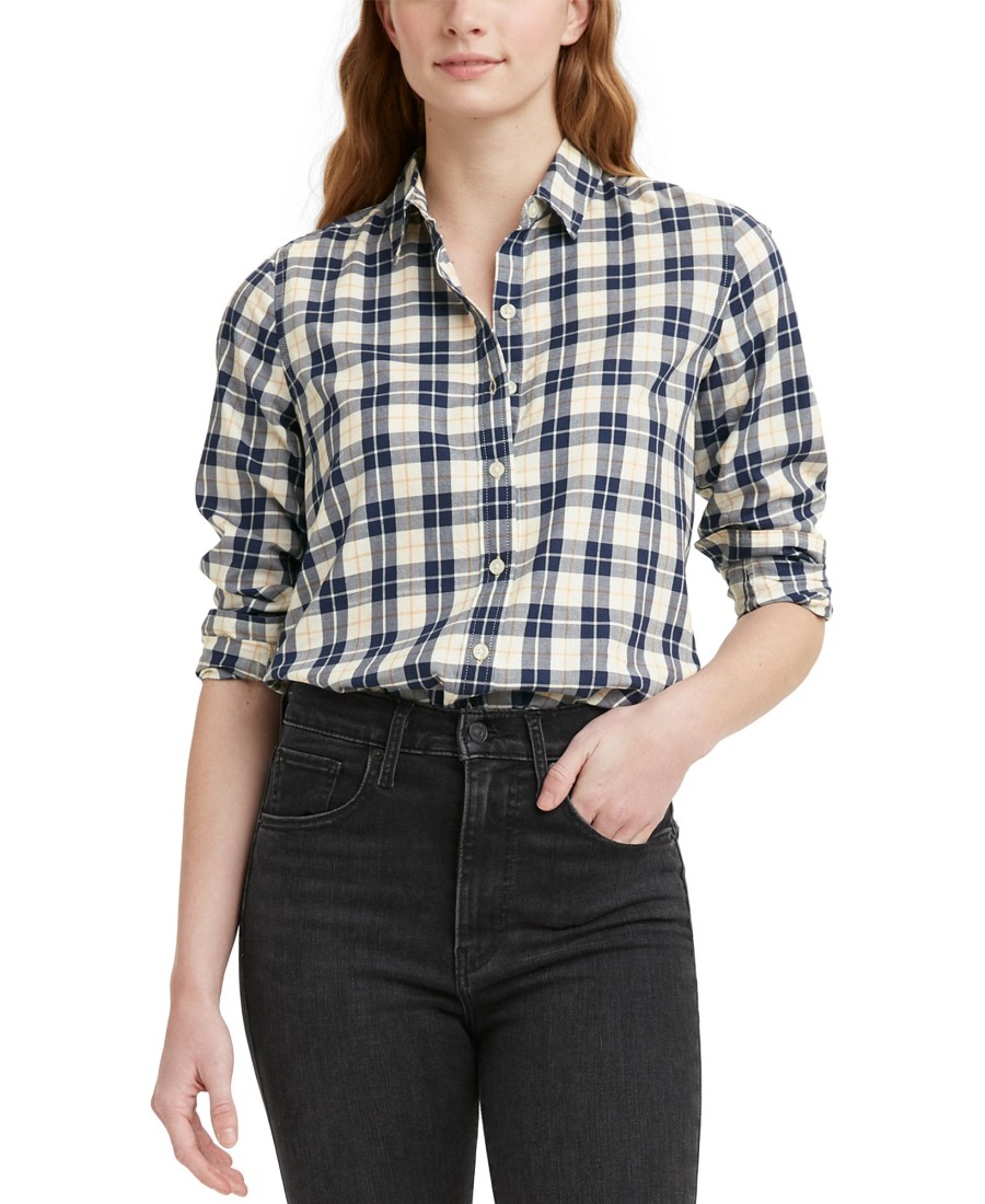 Women'S Levi's | Cotton Classic Shirt Irene Plaid Peacoat