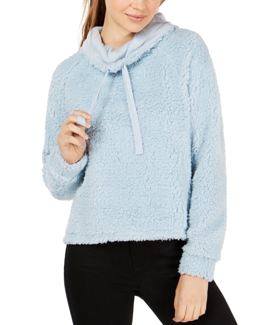 Juniors' Hippie Rose | Juniors' Funnel-Neck Fleece Top Celestial Blue