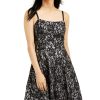 Juniors' Speechless | Juniors' Bonded-Lace Ruffle Hem Dress Black/Silver