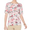 Women'S Karen Scott | Printed Boat-Neck Top Peony Coral