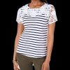 Women'S Charter Club | Petite Embroidered Striped Top