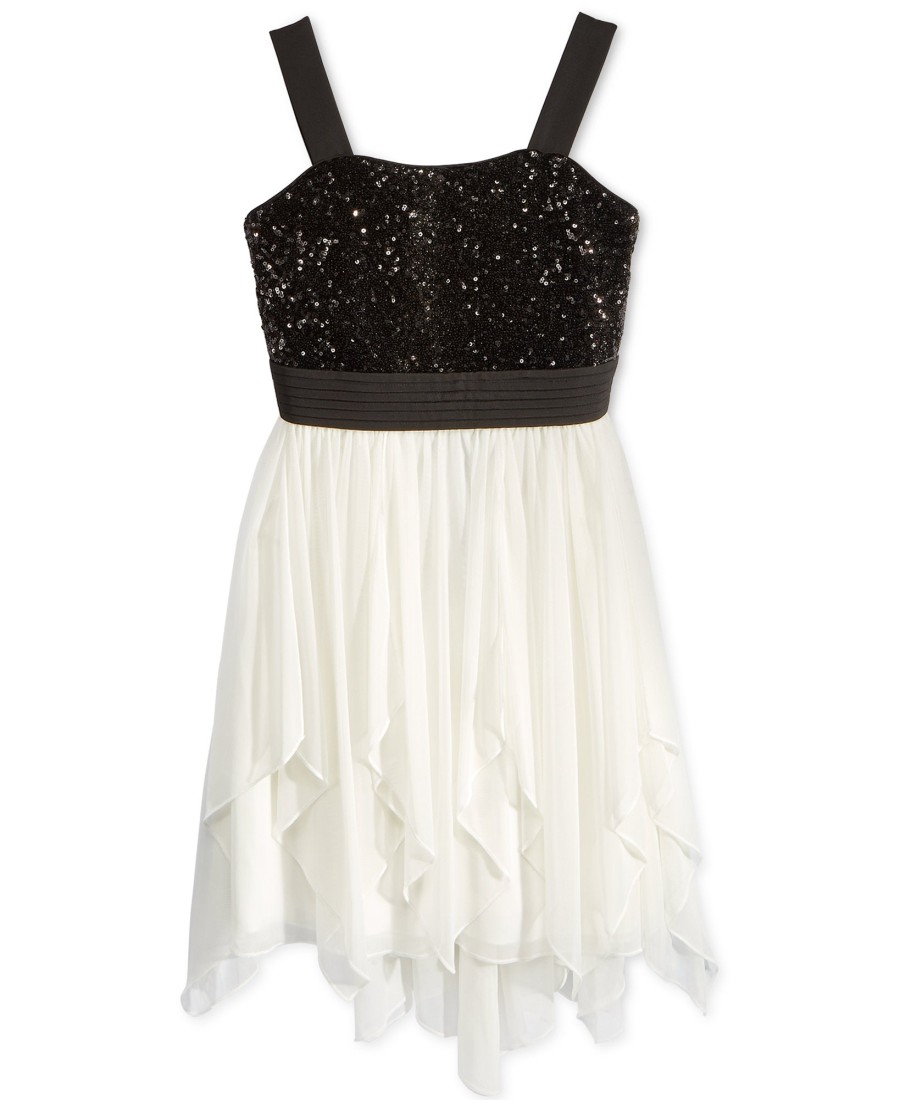 Kids & Toddlers Sequin Hearts | Sequin Bodice Dress Black/Ivory