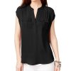 Women'S INC International Concepts | Petite Mixed-Media Utility Shirt