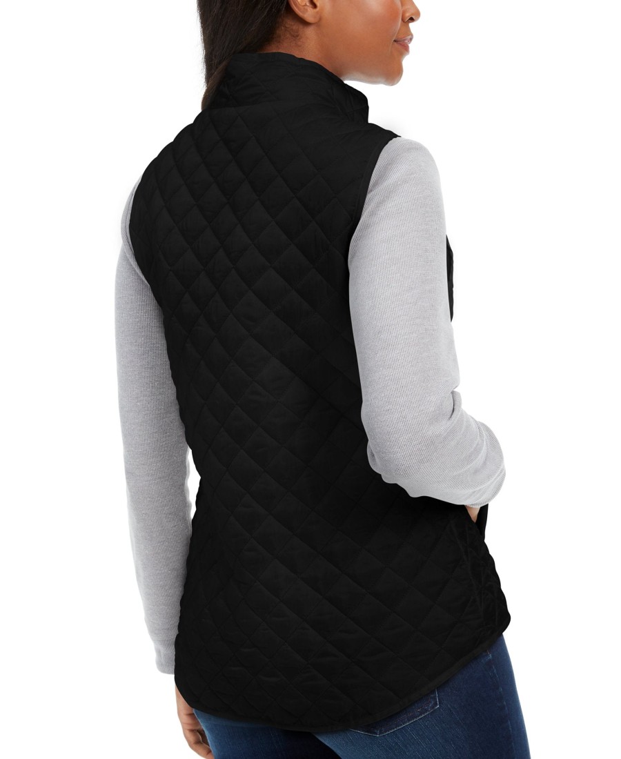 Women'S Karen Scott | Sport Quilted Puffer Vest Deep Black