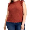 Women'S INC International Concepts | Plus Ruffled Smocked Top Henna