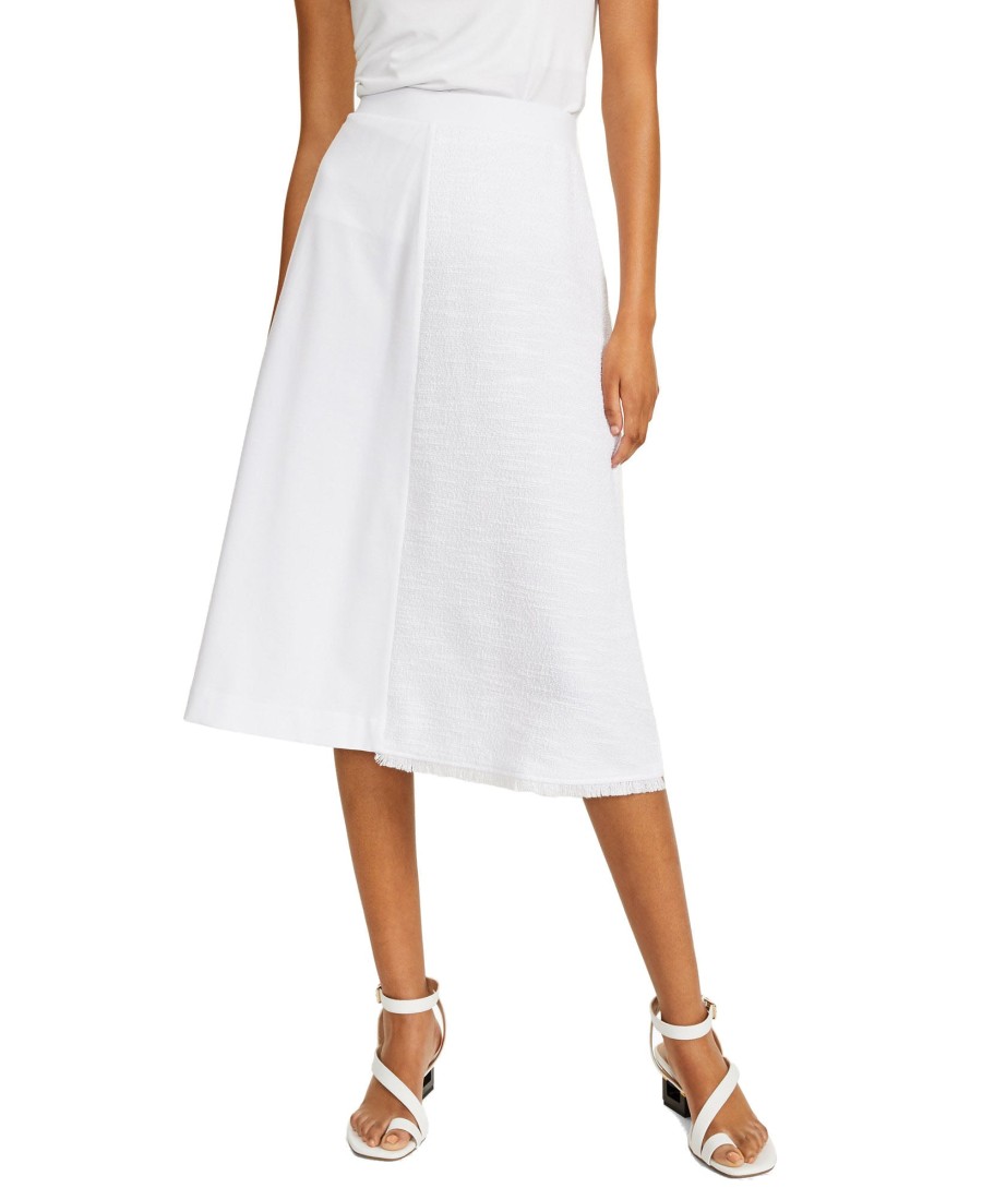 Juniors' Alfani | Petite Contrast-Panel Skirt Bright White