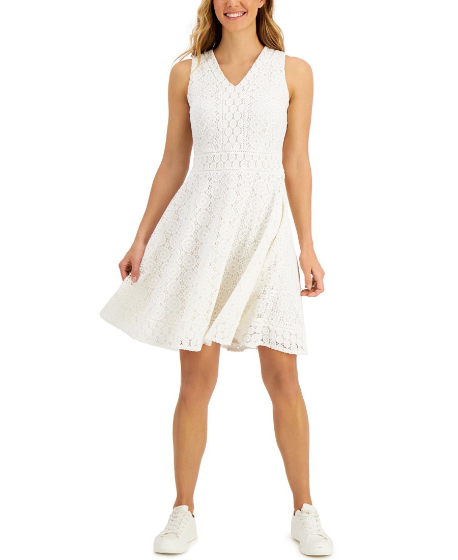 Women'S Charter Club | Lace Fit & Flare Dress