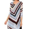 Juniors' Alfani | Petite Chevron Striped Tunic Blue Side Angle Stripe