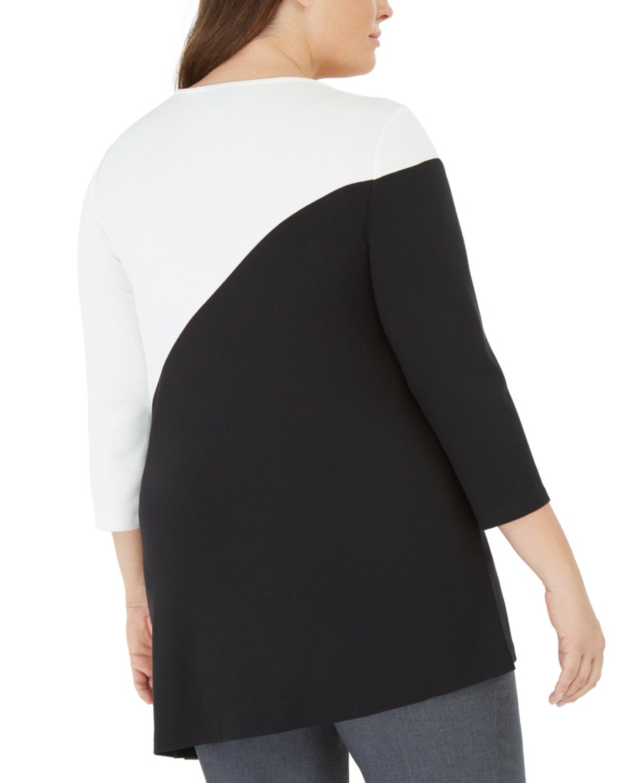 Juniors' Alfani | Plus Colorblock Tunic Deep Black