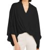 Juniors' Alfani | Petite Solid Dolman-Sleeve Blouse Deep Black